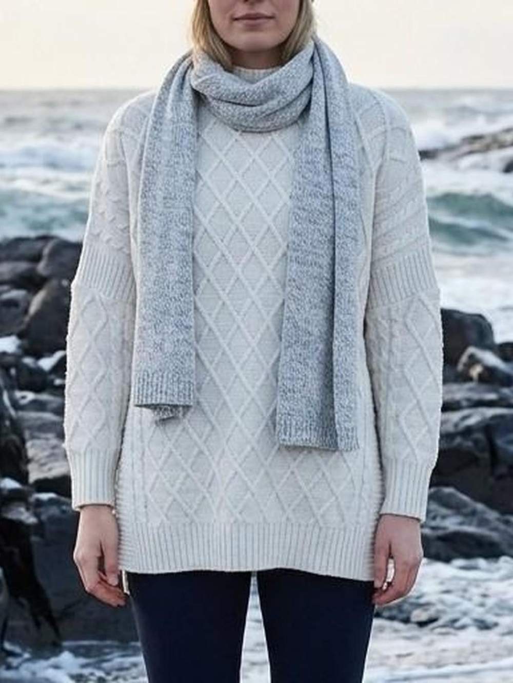 Cozy Cable Knit Crewneck Sweater in Cream